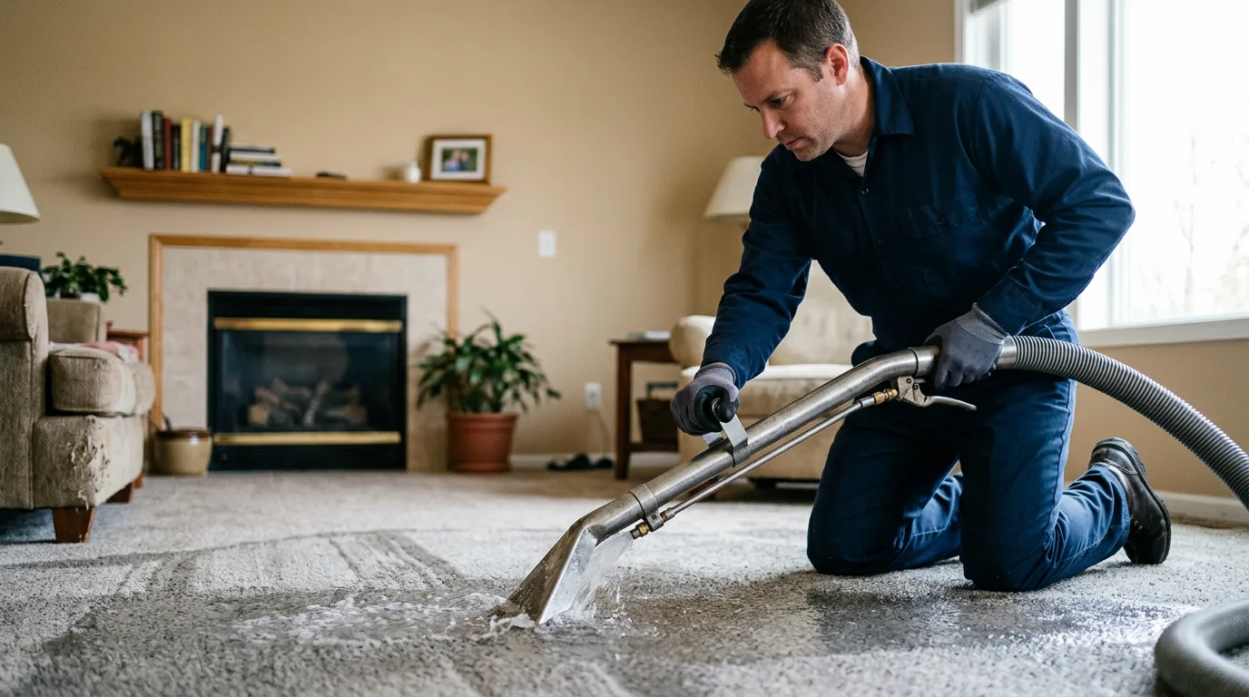Water damage restoration technician working near Kenney, IL